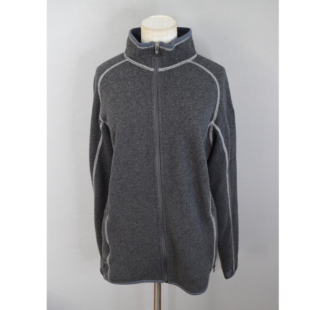 KUHL Full Zip Fleece Jacket Large Gray Outdoor Mens Hiking Gorpcore